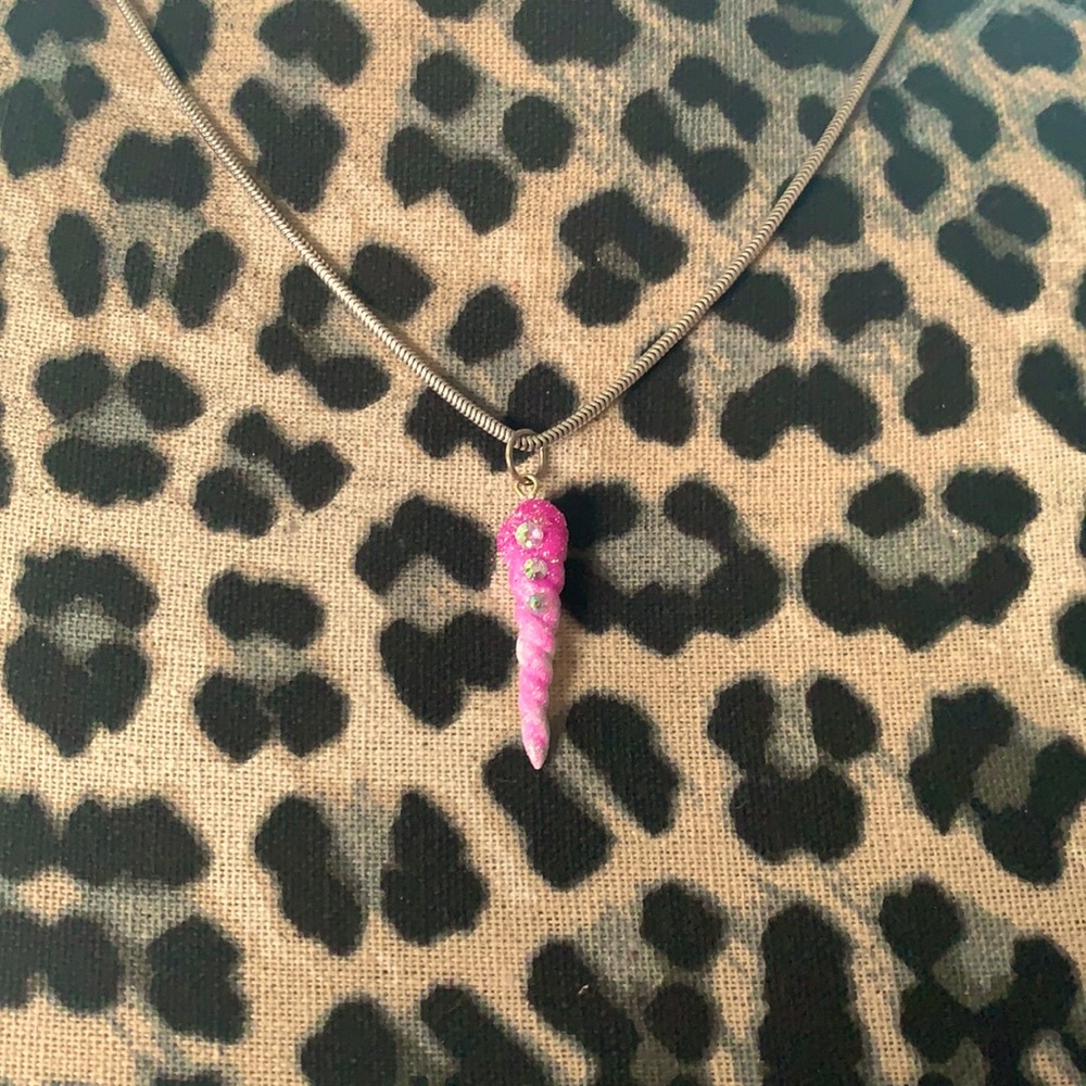 Girls hand made clay Unicorn 🦄 Horn pendant!
